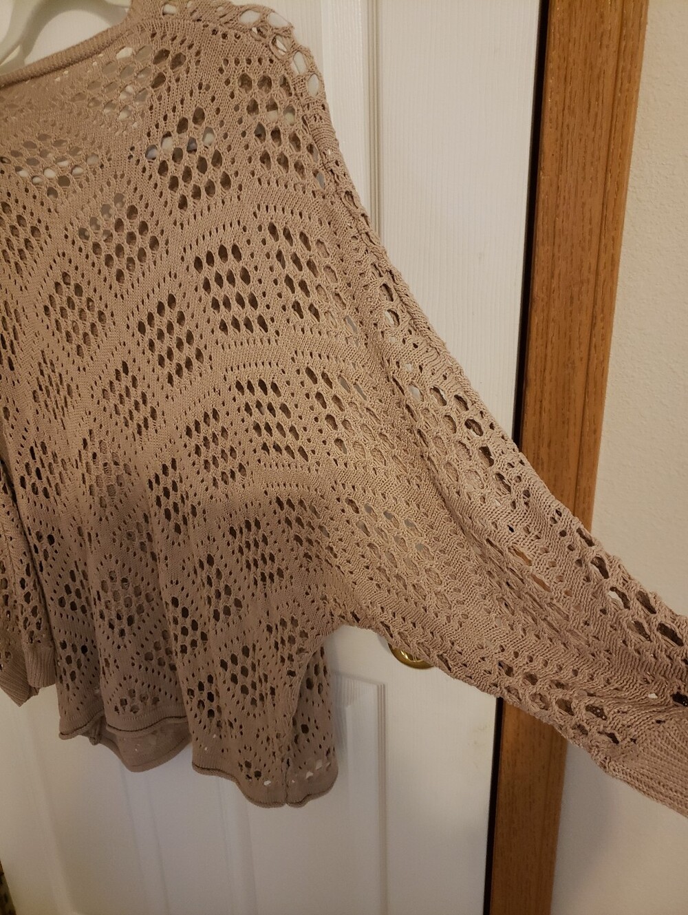 V-Neck Open Knit Sweater - Taupe - Picture 6 of 10